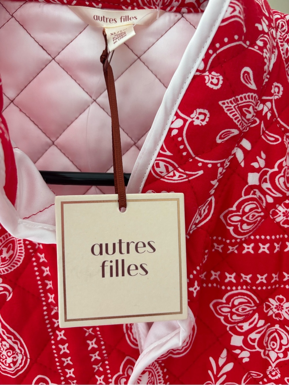 autres filles Red Bandana Print Quilted Jacket